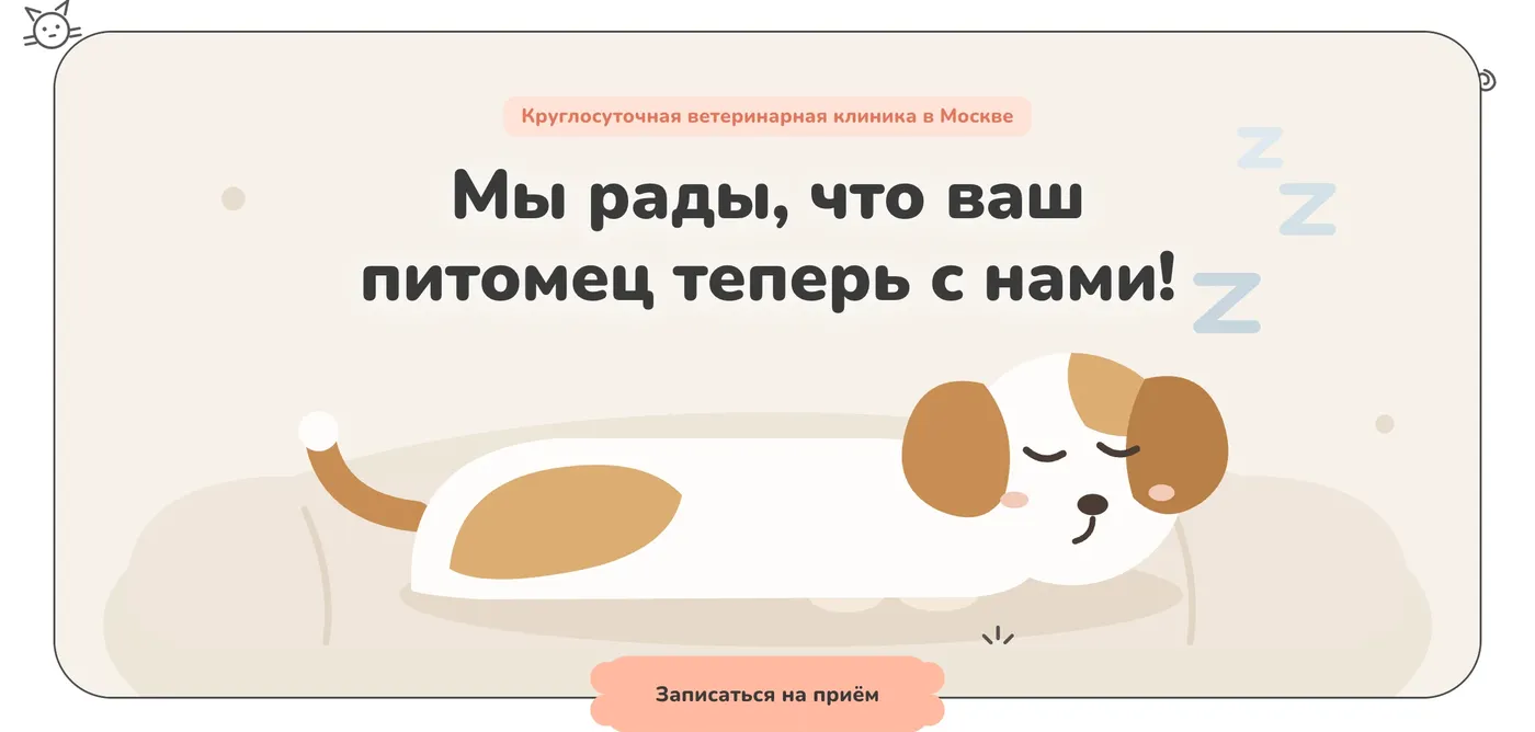 Первый экран сайта «ВетЛенд»